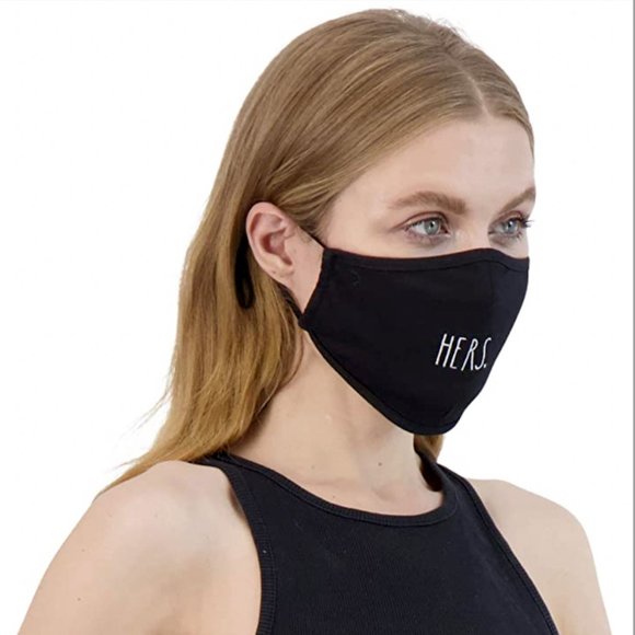 Rae Dunn Face Masks, His/Hers Design- Black, Set - Picture 4 of 4